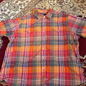 Ralph Lauren Multicolor Plaid Button-Down Shirt — Orange, Red & Gray